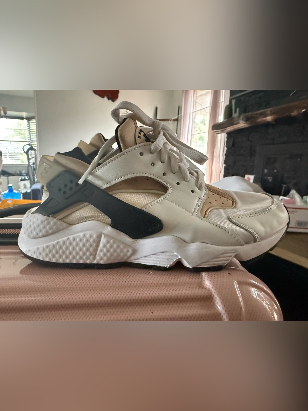 Air Huarache by Nike sneakers in black, white, tan